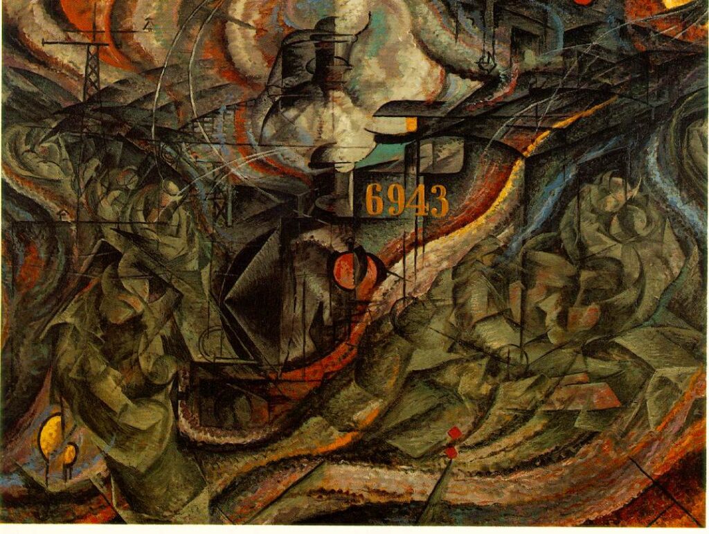 Umberto Boccioni, Zihin Durumları I: Vedalar / States of Mind I: The Farewells, 1911, tuval üzerine yağlıboya, 70,5 × 96,2 cm, Museum of Modern Art, New York.