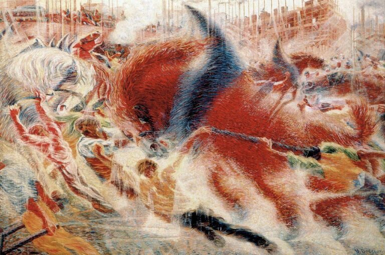 Umberto Boccioni, Kent Yükseliyor / La città che sale / The City Rises, 1910, tuval üzerine yağlıboya, 199,3 × 301 cm, Museum of Modern Art, New York.